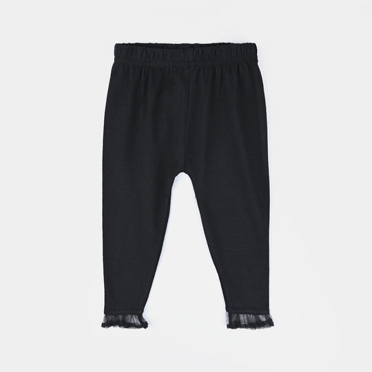 Infant Girls Lycra Jersey Emb Tights Net Frill-BLACK