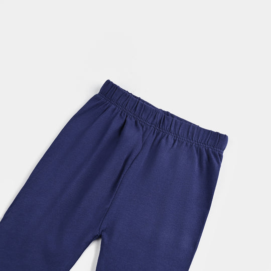 Infant Girls Lycra Jersey Emb Tights Net Frill-Navy Blue