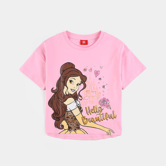 Girls Lycra Jersey T-Shirt Beautiful-PINK