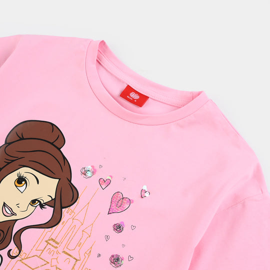 Girls Lycra Jersey T-Shirt Beautiful-PINK