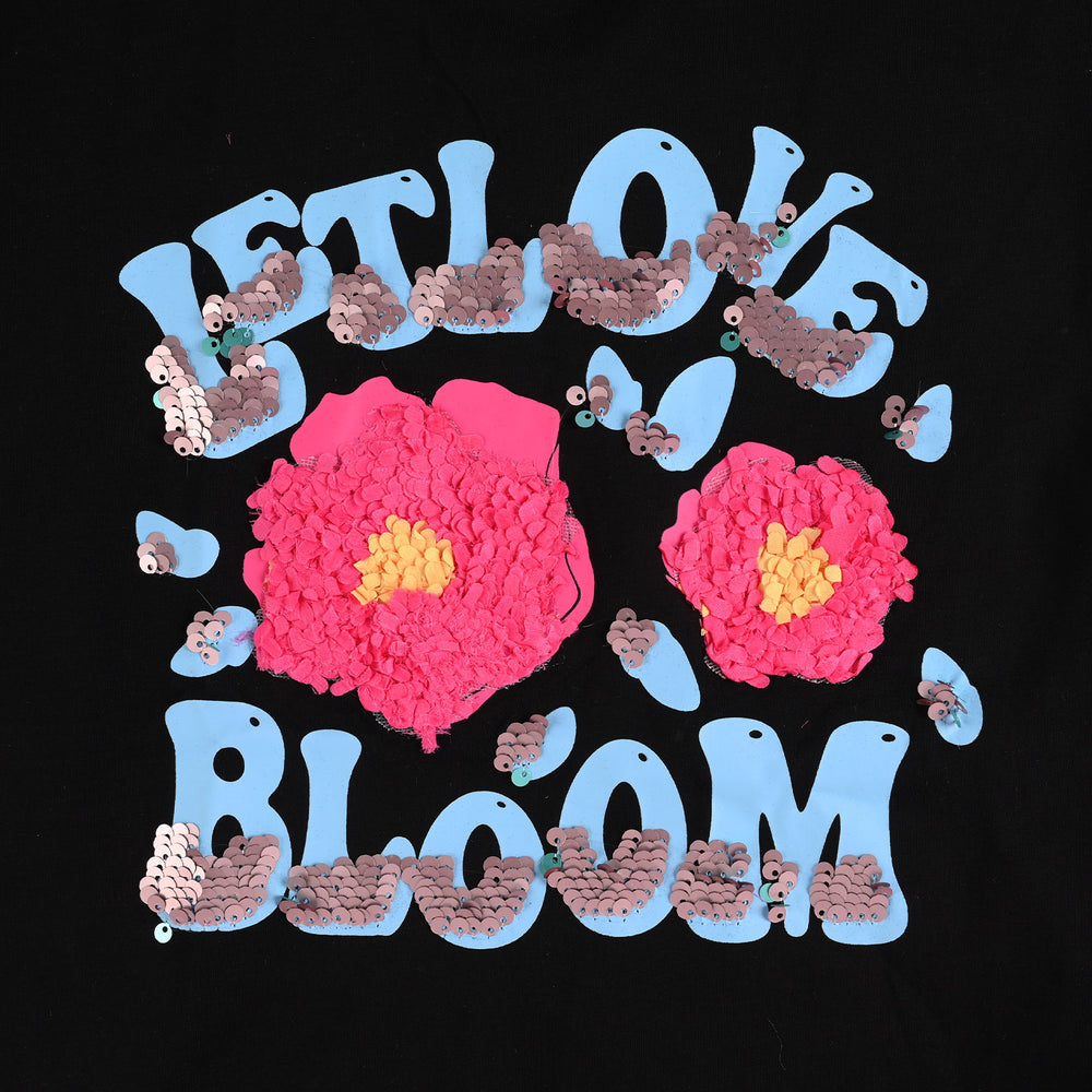 Girls Lycra Jersey T-Shirt Bloom-BLACK