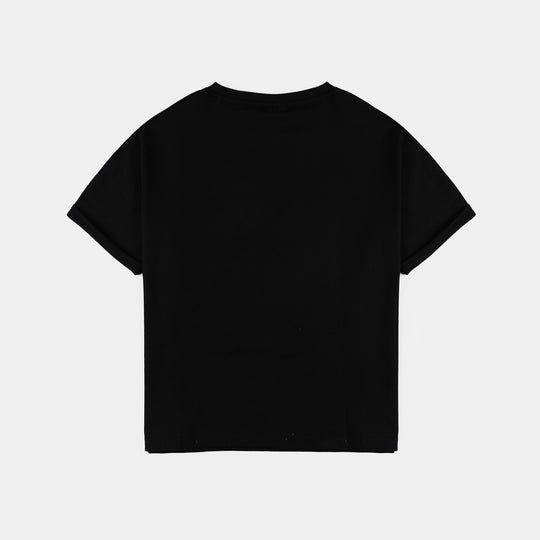 Girls Lycra Jersey T-Shirt Bloom-BLACK