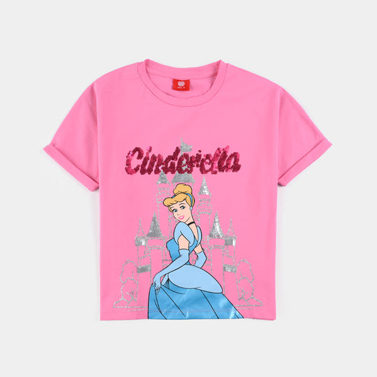 Girls Lycra Jersey T-Shirt Character -PINK