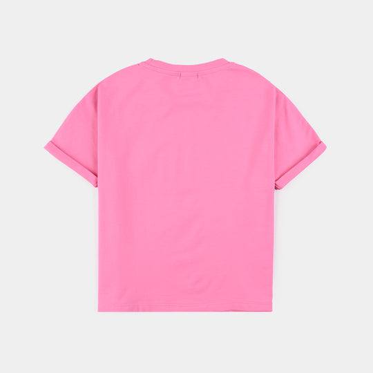 Girls Lycra Jersey T-Shirt Character -PINK