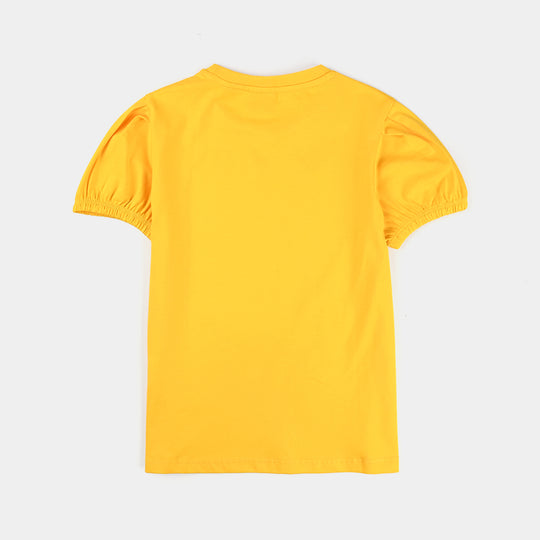 Girls Lycra Jersey T-Shirt Love -Yellow