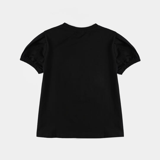 Girls Lycra Jersey T-Shirt Magic -BLACK