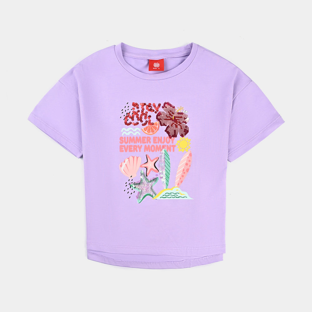 Girls Lycra Jersey T-Shirt Stay Cool-Purple