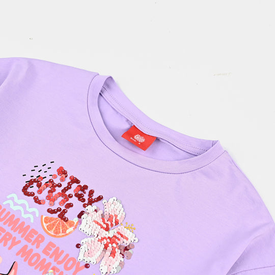 Girls Lycra Jersey T-Shirt Stay Cool-Purple