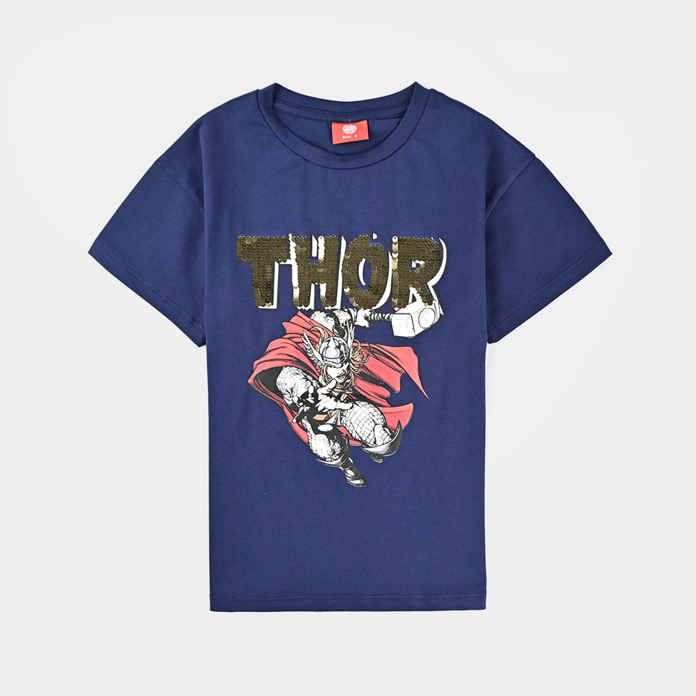 Boys Lycra Jersey T-Shirt Character-NAVY
