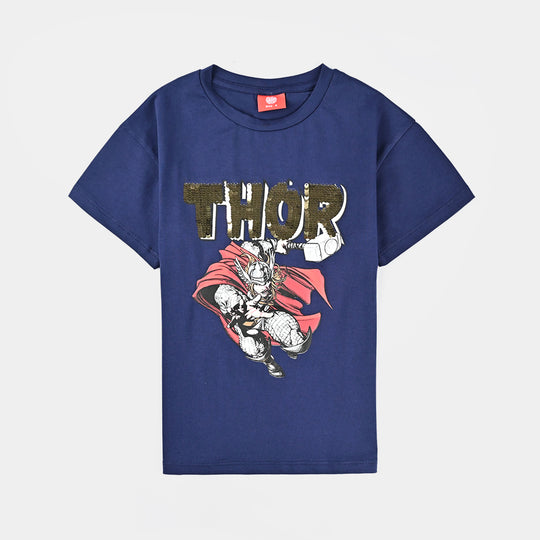 Boys Lycra Jersey T-Shirt Character-NAVY