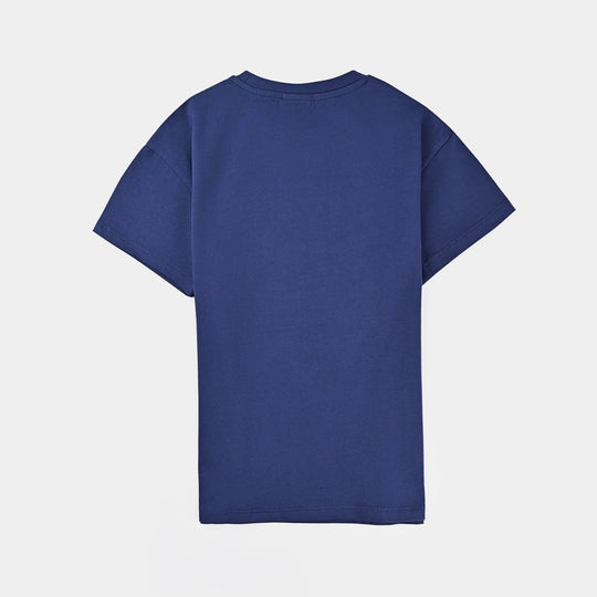 Boys Lycra Jersey T-Shirt Character-NAVY