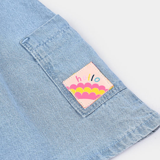 Girls Denim Skirt Hello-LIGHT BLUE