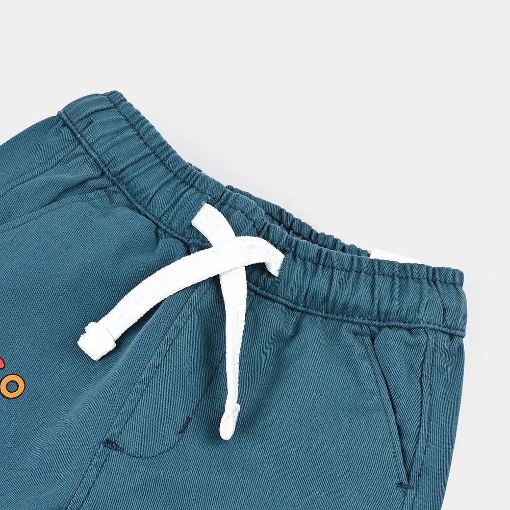 Infant Boys Cotton Twill Short Dino Croc-Blue