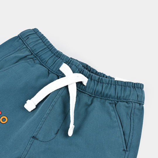 Infant Boys Cotton Twill Short Dino Croc-Blue