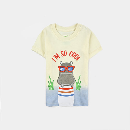 Infant Boys Cotton Jersey Round Neck T-Shirt HIPPO