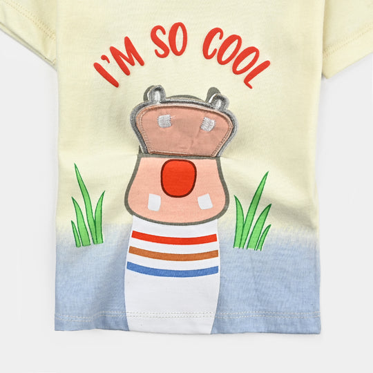 Infant Boys Cotton Jersey Round Neck T-Shirt HIPPO