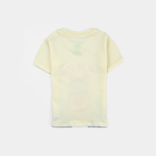 Infant Boys Cotton Jersey Round Neck T-Shirt HIPPO
