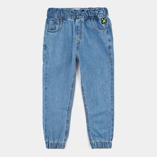 Boys Denim Stretch Pant-Mid Blue