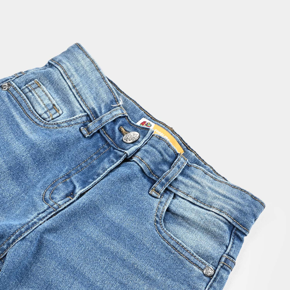 Girls Denim Stretch Pant Basic Straight Fit-Mid Blue