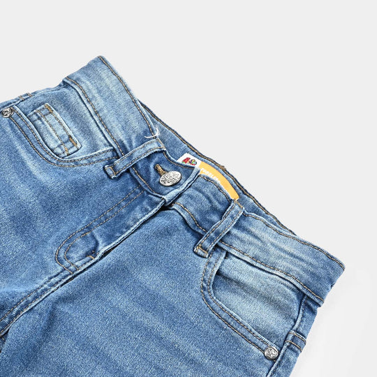 Girls Denim Stretch Pant Basic Straight Fit-Mid Blue