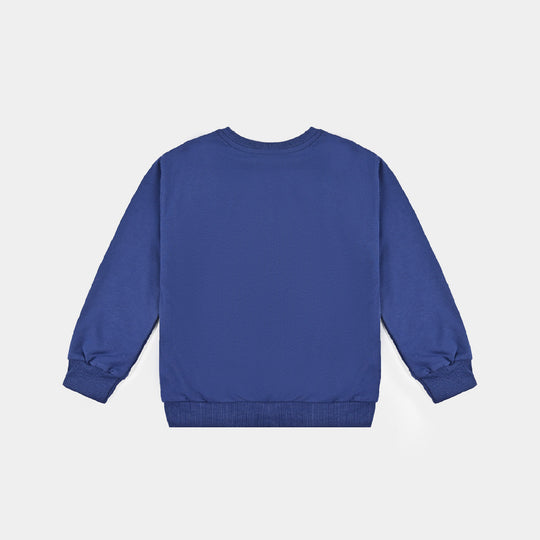 Girls Cotton Terry Sweatshirt Character -NAVY