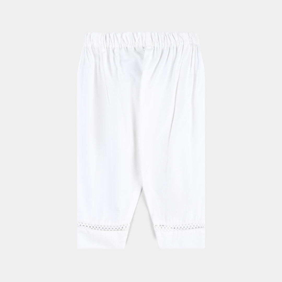 Infant Girls Cotton Shalwar lace-White
