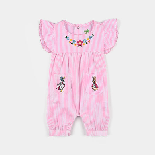 infant Girls Yarn Dyed Romper Bloom The Pink