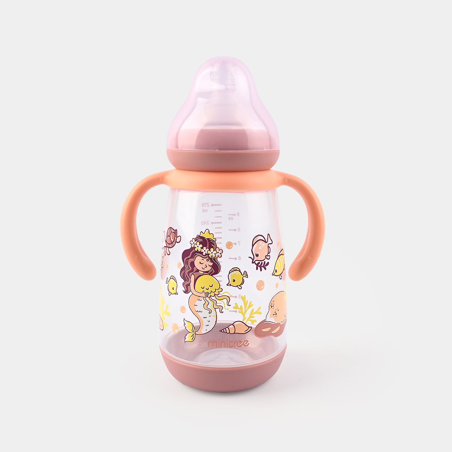 🍼 Pink Cartoon Bunny BPA Free Baby Feeder Bottle 270ml with Handle, Nipple & Cap – Leak Proof main image 1