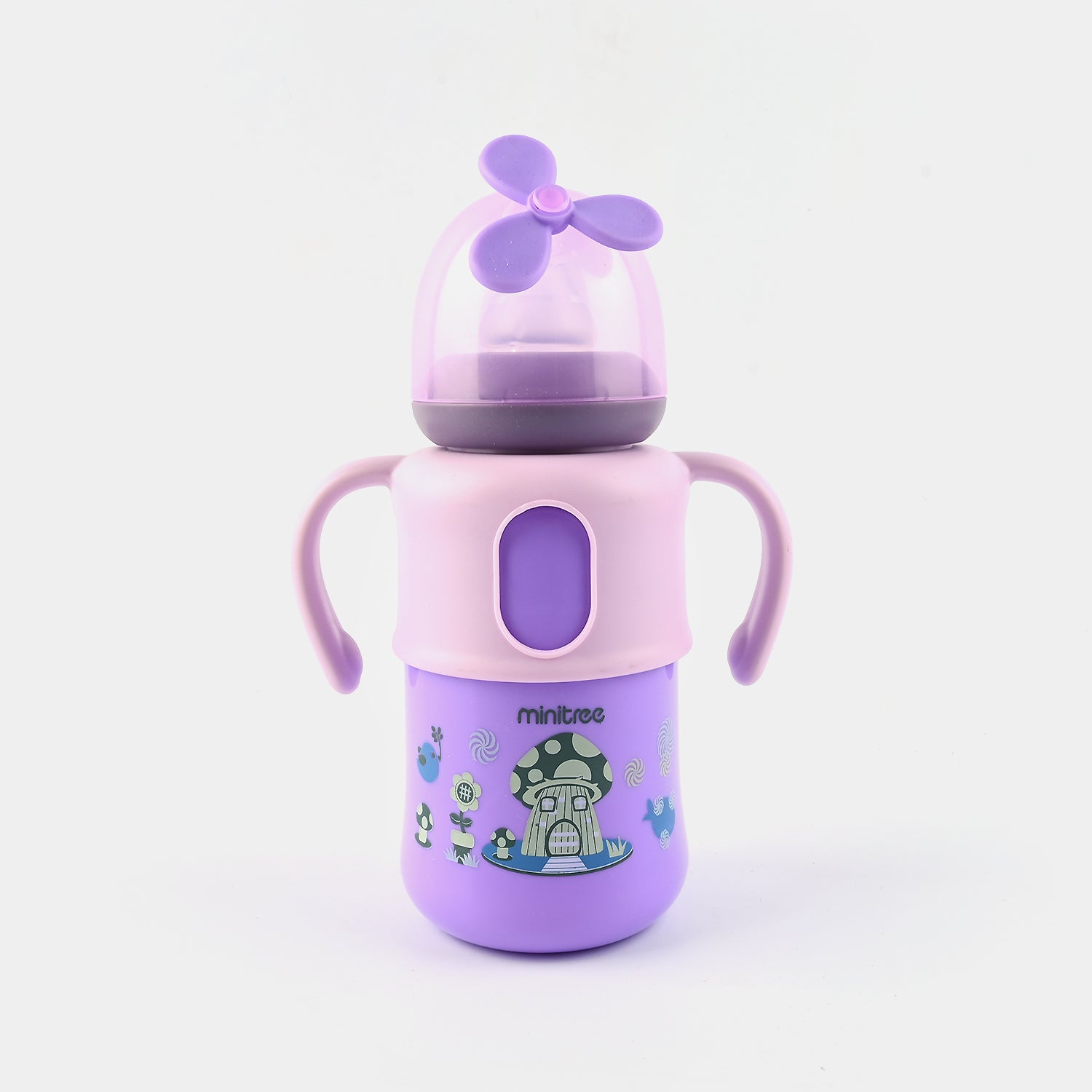 Transparent Feeder Of Minitree Brand For Baby With Purple Handle