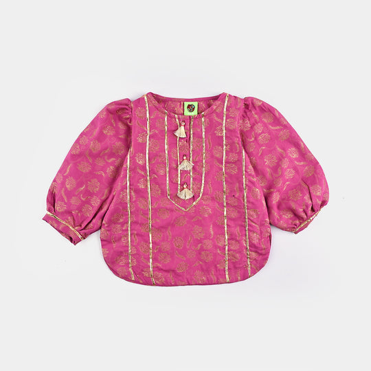 Infant Girls Jacquard Kurti Leher-Magenta