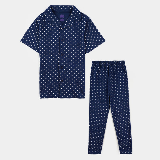 Boys PC Jersey Nightwear Allover Stars-Navy Blue