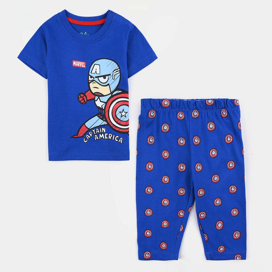 Infant Boys Poly Cotton Jersey Night Suit-C.Blue