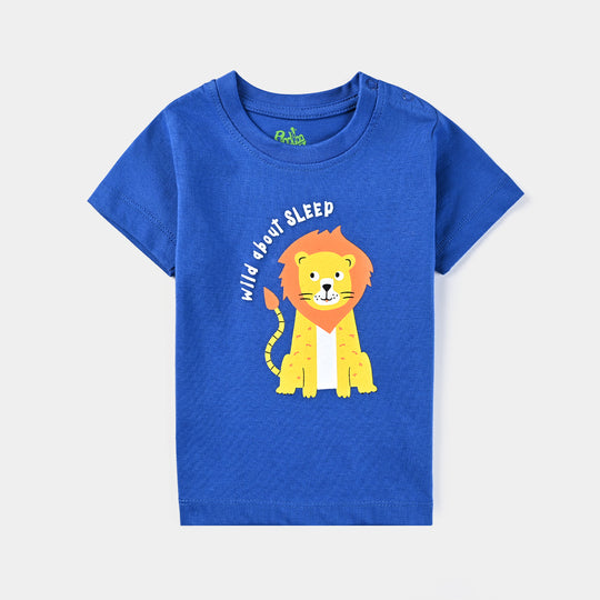 Infant Boys Poly Cotton Jersey Night Suit Wild About Sleep-C.Blue