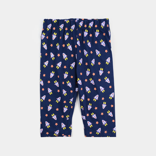 Infant Boys Poly Cotton Jersey Night Suit Out Of World-Navy Blue