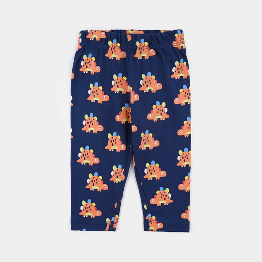 Infant Boys Poly Cotton Jersey Night Suit-Navy Blue