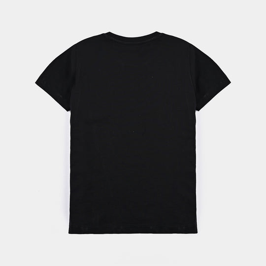 Girls Cotton jersey T-Shirt H/S-BLACK