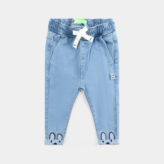 Infant Boys Denim Stretch Pant Bear Love-Ice Blue