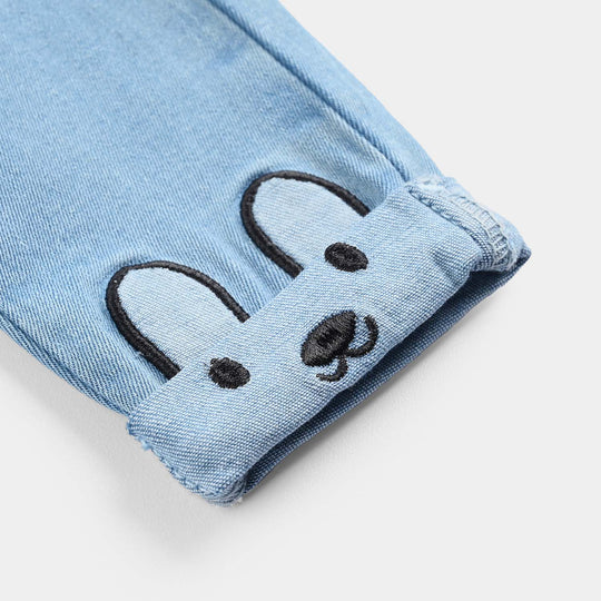 Infant Boys Denim Stretch Pant Bear Love-Ice Blue
