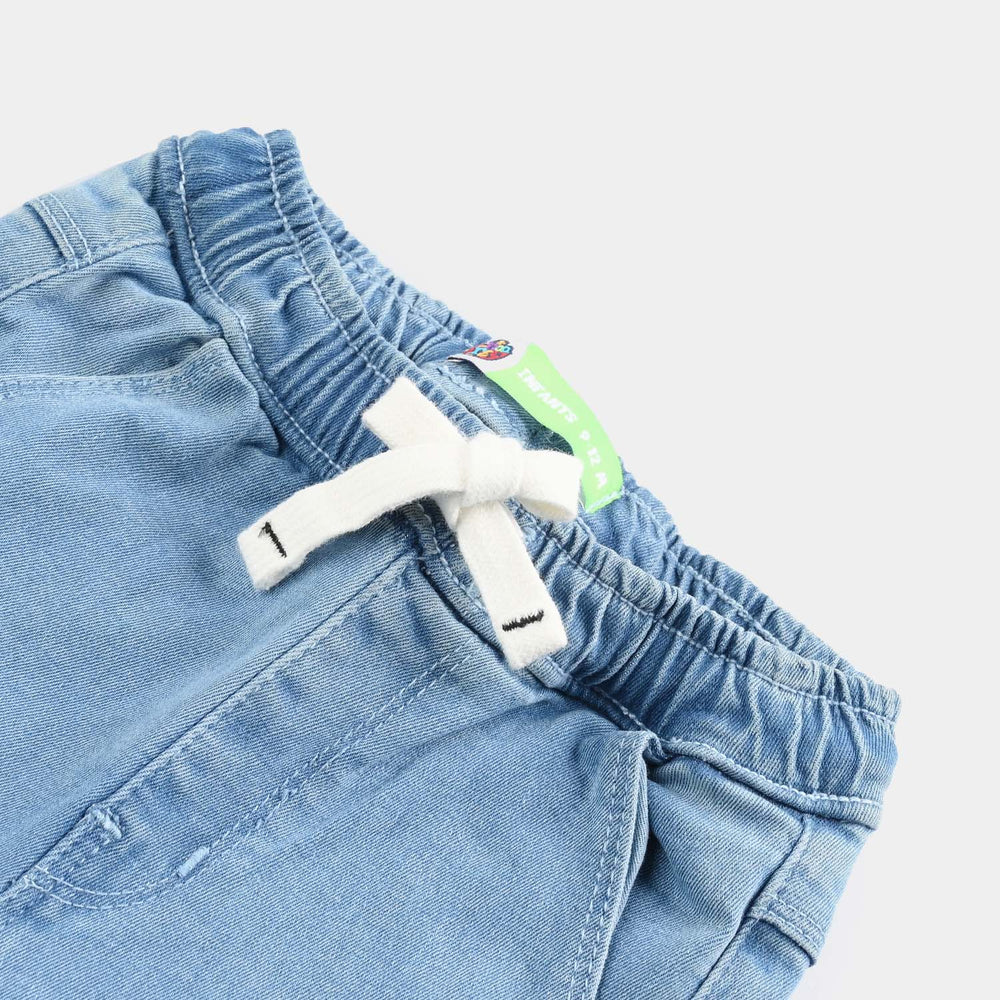 Infant Boys Denim Stretch Pant Bear Love-Ice Blue