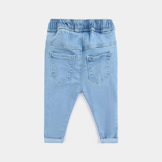 Infant Boys Denim Stretch Pant Bear Love-Ice Blue