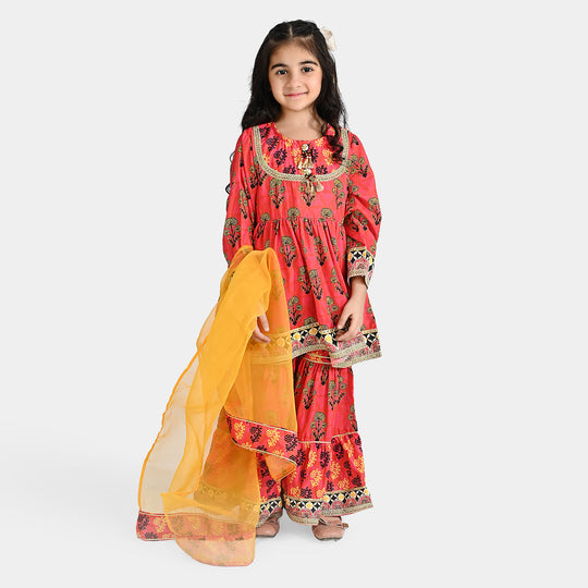Girls poly cambric 3 Pcs Suit Raunaq-Multi
