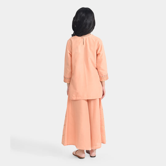 Girls Poly Cambric 2 Pcs Rangreza-Peach