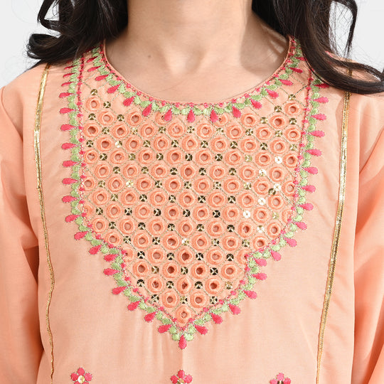 Girls Poly Cambric 2 Pcs Rangreza-Peach