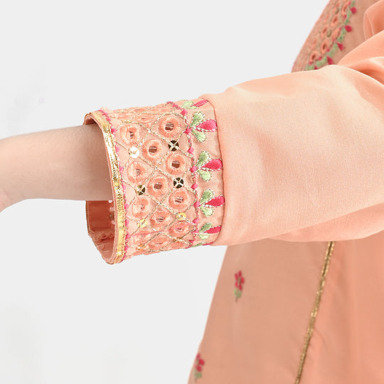 Girls Poly Cambric 2 Pcs Rangreza-Peach