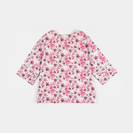 Girls Cotton Poplin Printed 2 Pcs Blossom-Multi
