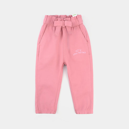 Infant Girls Cotton Twill Pant Lets Grow Together-Pink