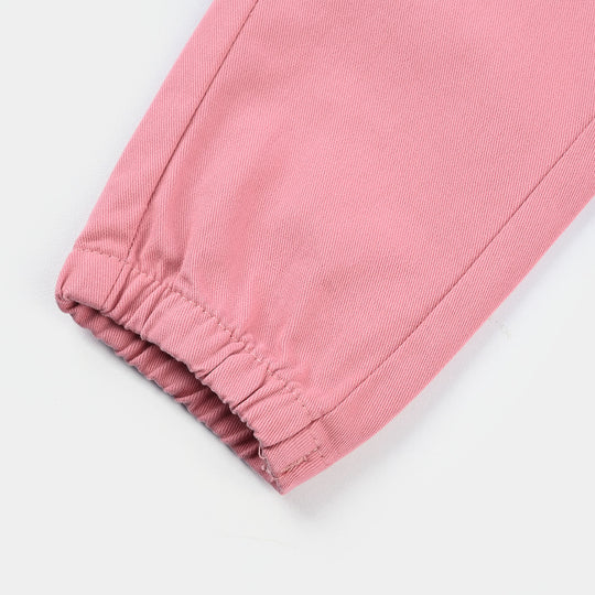 Infant Girls Cotton Twill Pant Lets Grow Together-Pink
