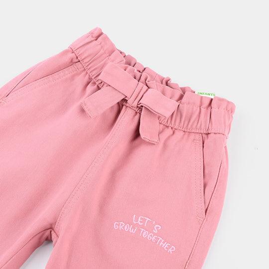 Infant Girls Cotton Twill Pant Lets Grow Together-Pink