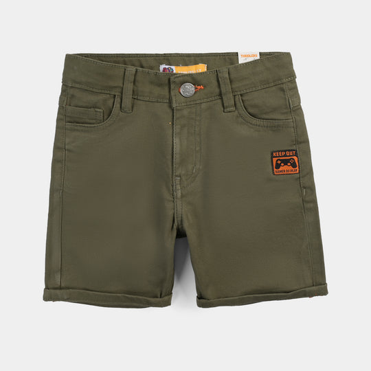 Boys Cotton Twill Short Keep Out-Olive green