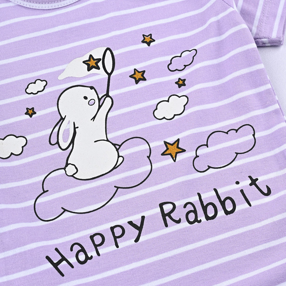 Infant Basic Romper (Unisex) Happy Rabbit-Purple